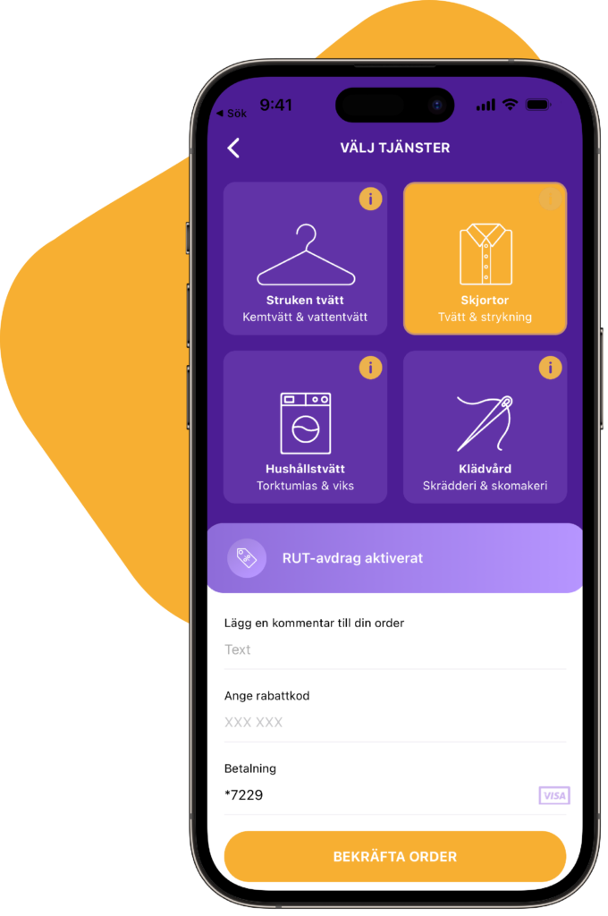 app för kemtvätt och tvätt i Stockholm
